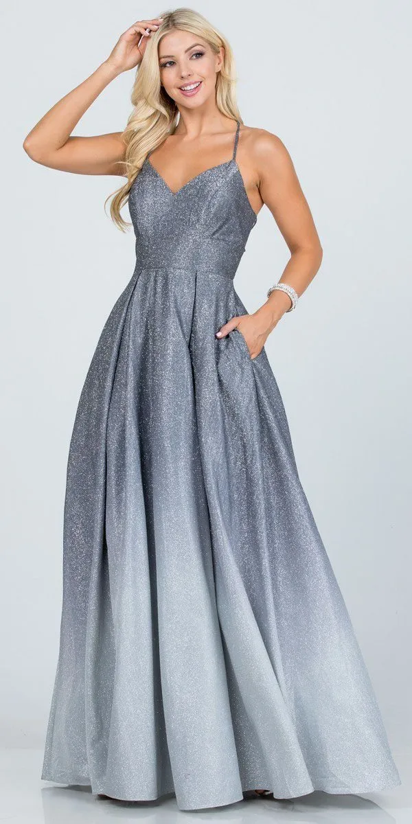 La Scala 25786 Long A-Line Glitter Ombre Formal Gown