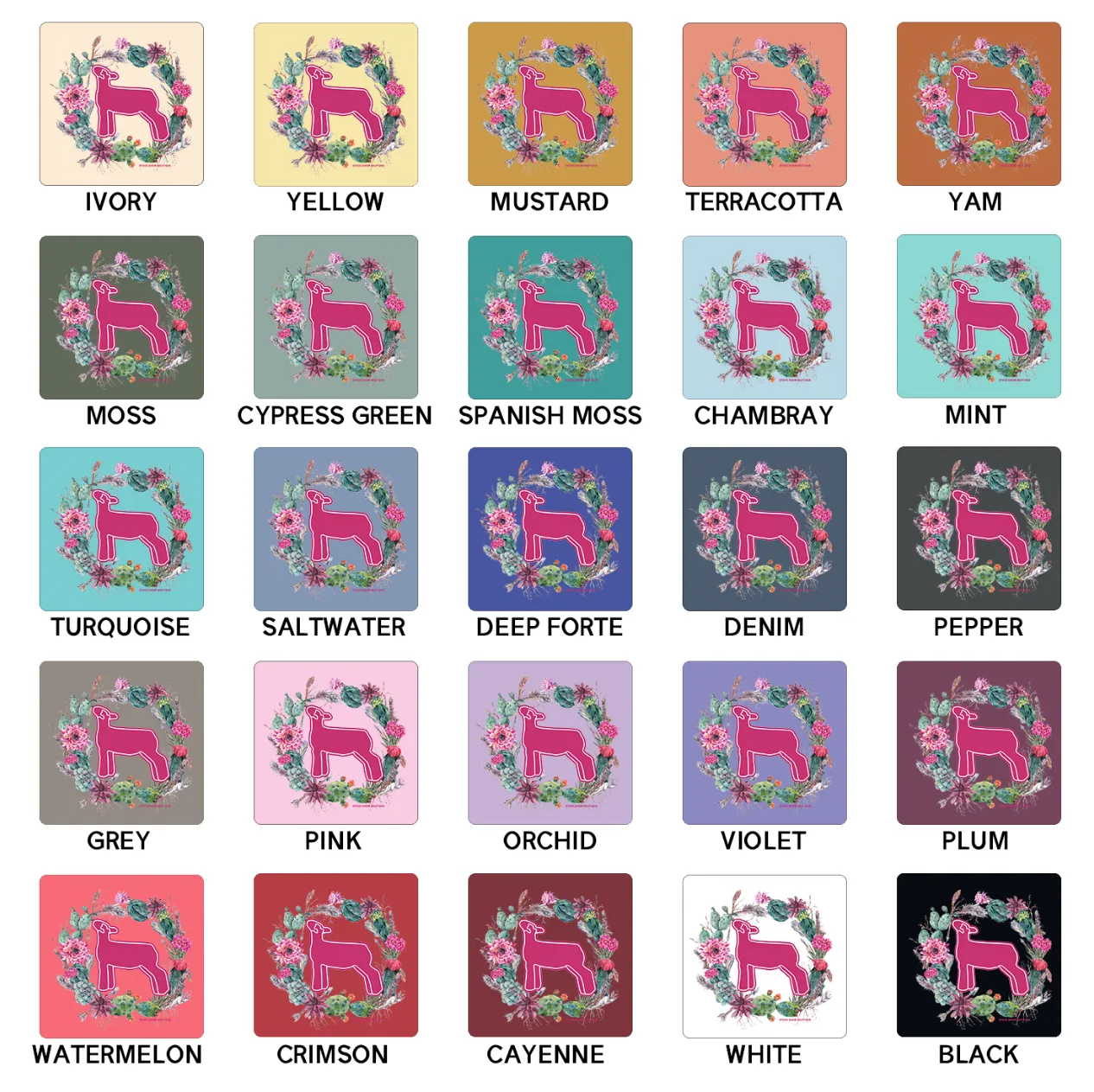 Lamb Cactus Wreath ComfortWash/ComfortColor T-Shirt (S-4XL) - Multiple Colors!
