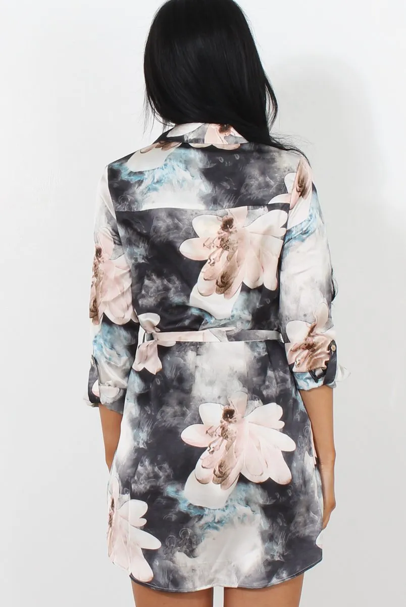 Leni Beige Floral Shirt Dress