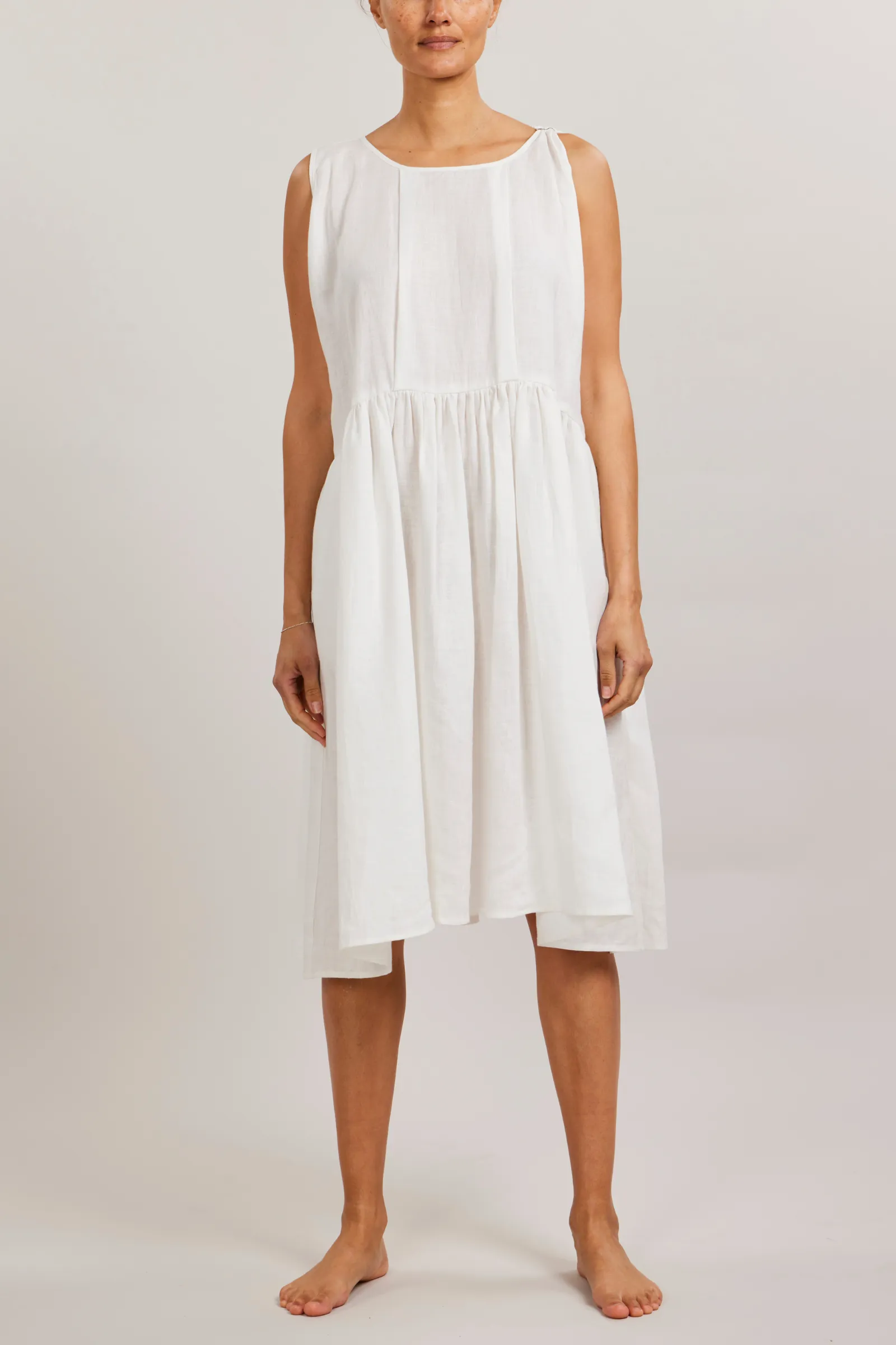 Linen Sophia Sleeveless Dress - Cream