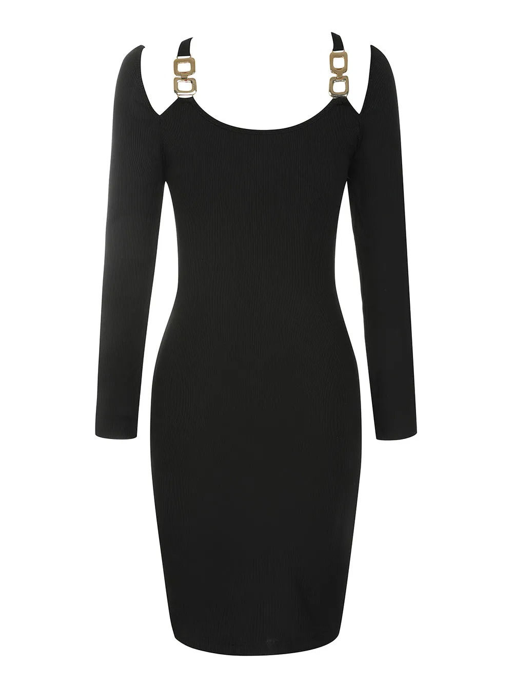 Long Sleeve Plain Over Knee Bodycon Dress HB0442