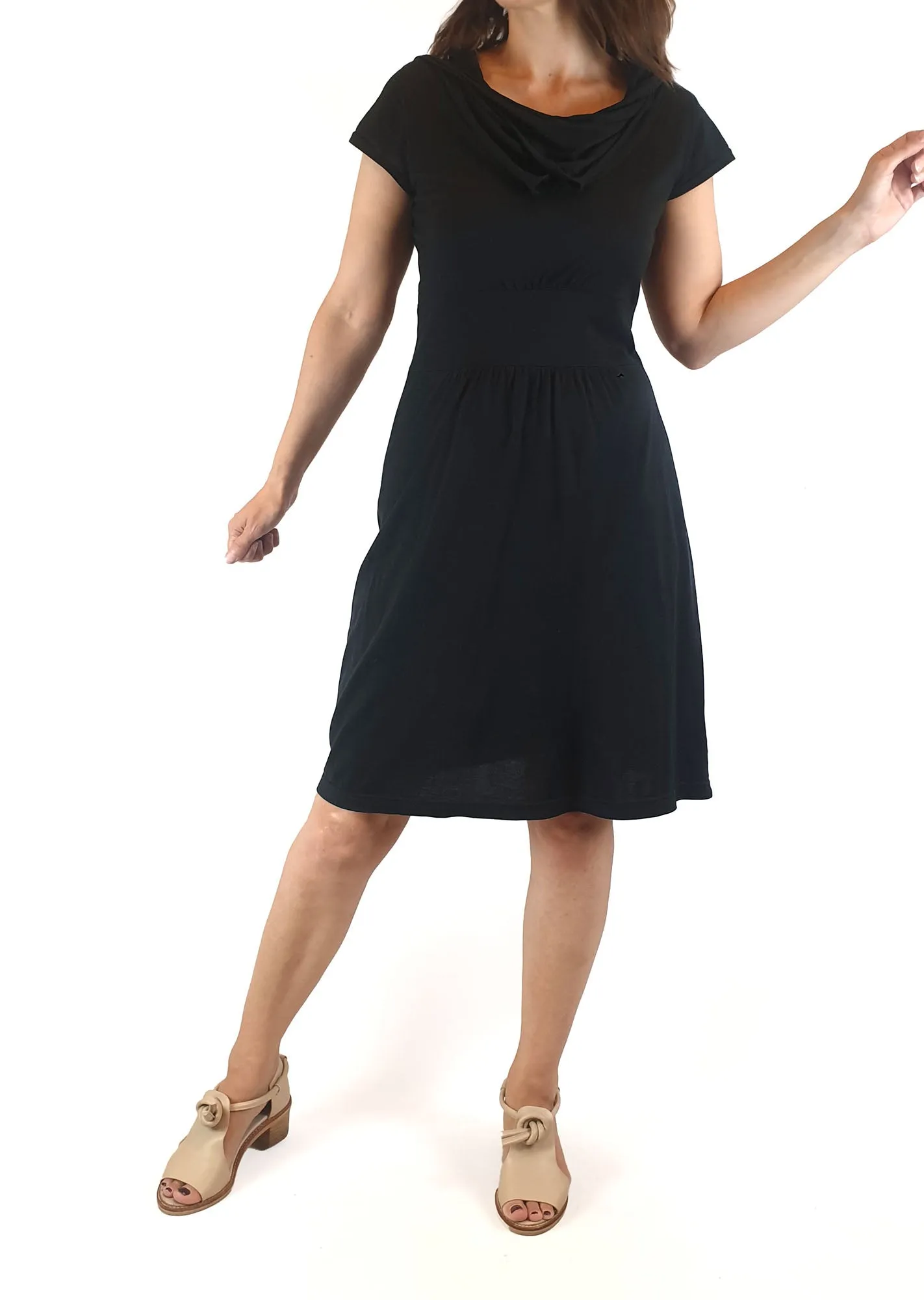 Lush black cowl dress size 10 (small fit, best fits size 8)