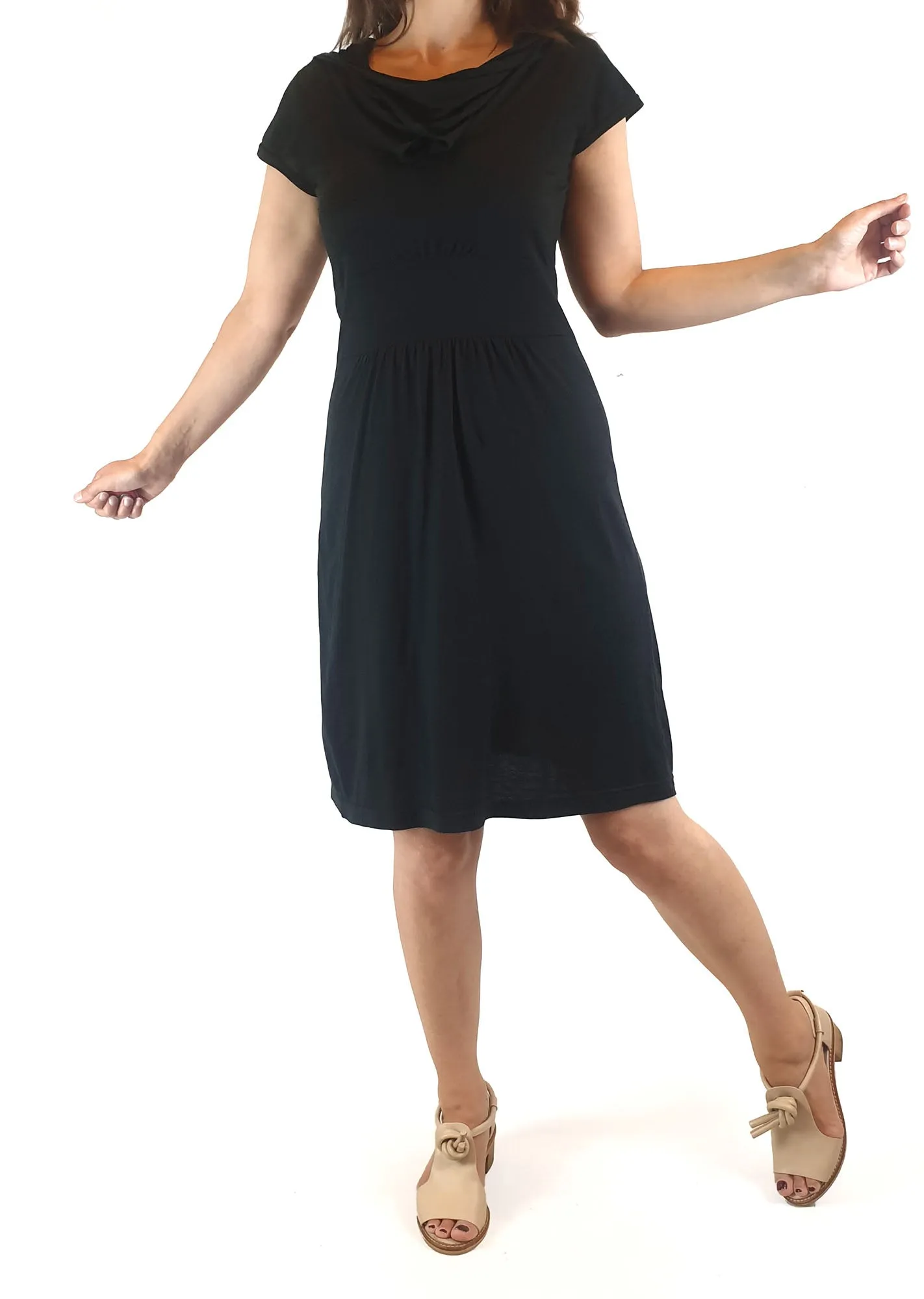 Lush black cowl dress size 10 (small fit, best fits size 8)