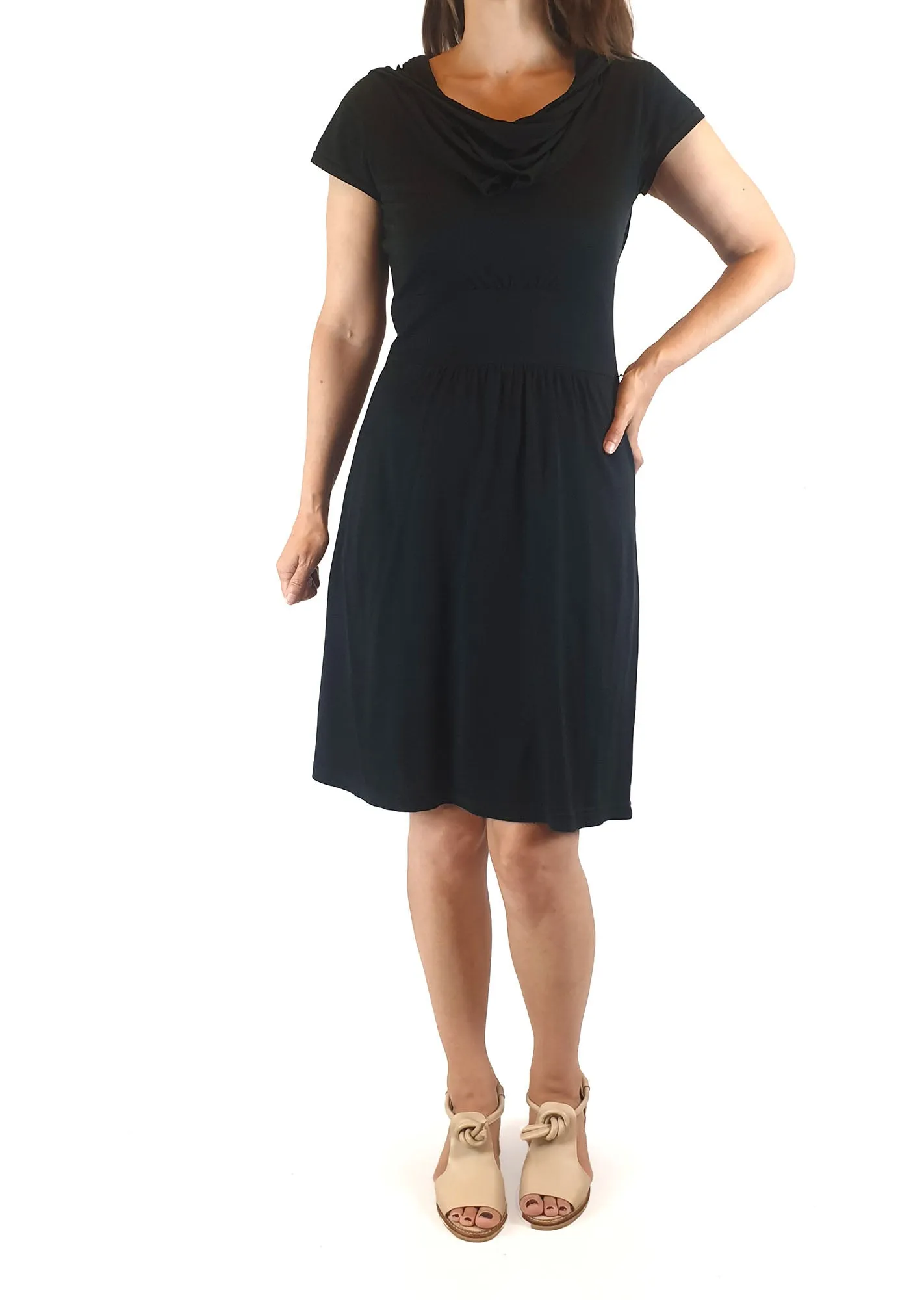 Lush black cowl dress size 10 (small fit, best fits size 8)