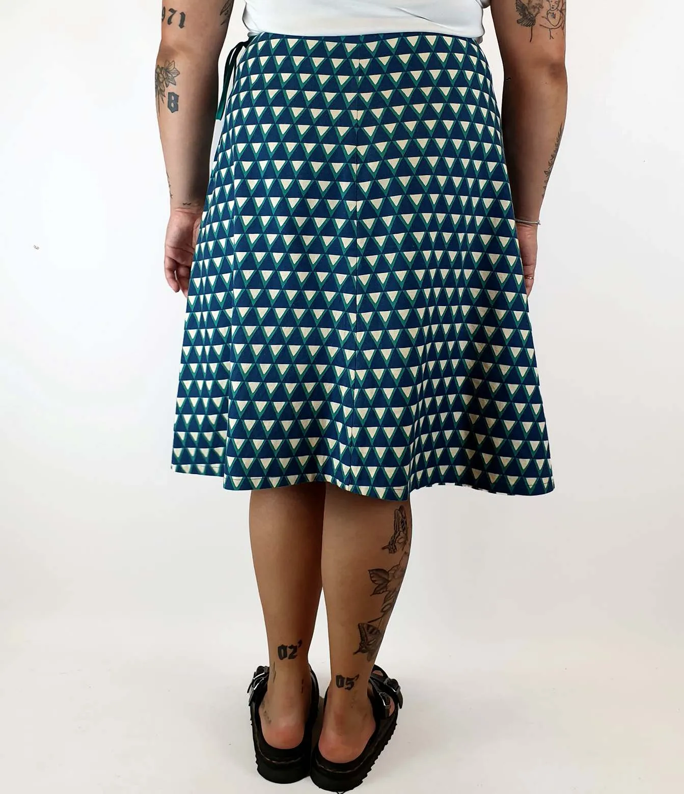 Maiocchi blue and green print A-line skirt size 16