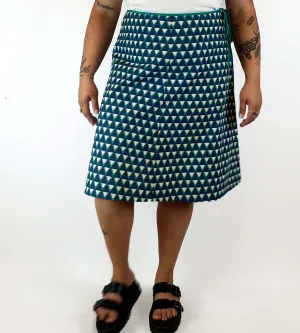 Maiocchi blue and green print A-line skirt size 16