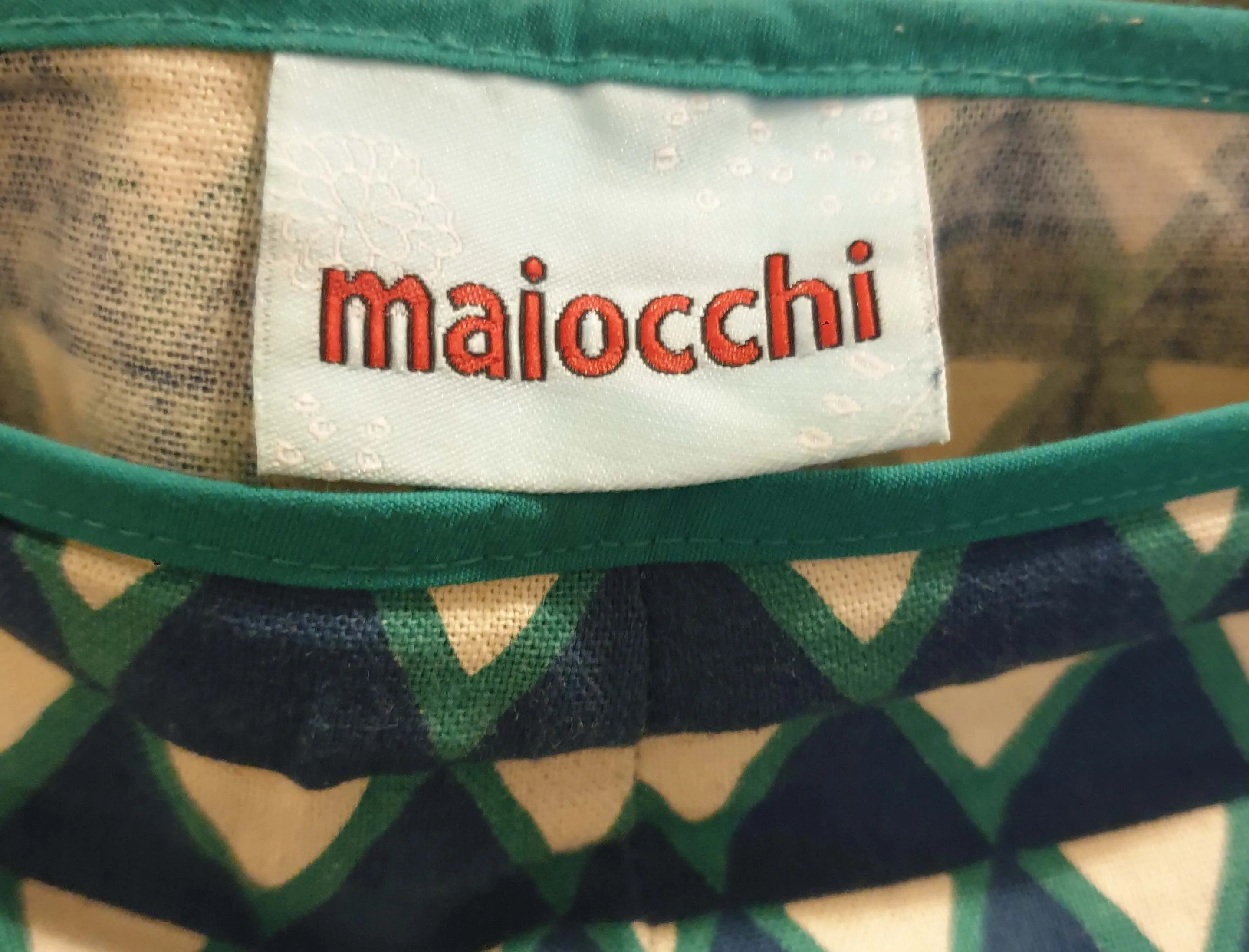 Maiocchi blue and green print A-line skirt size 16