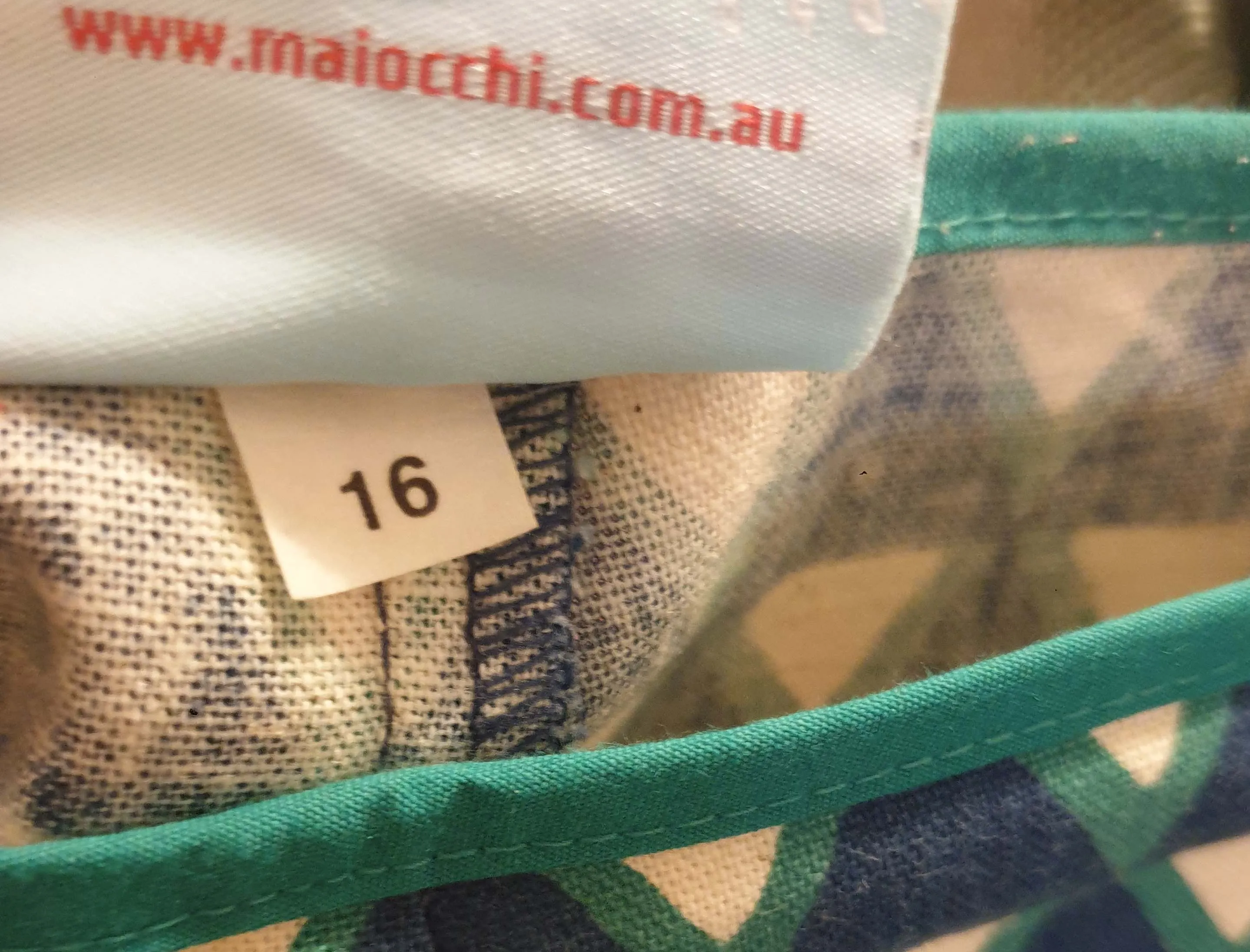 Maiocchi blue and green print A-line skirt size 16