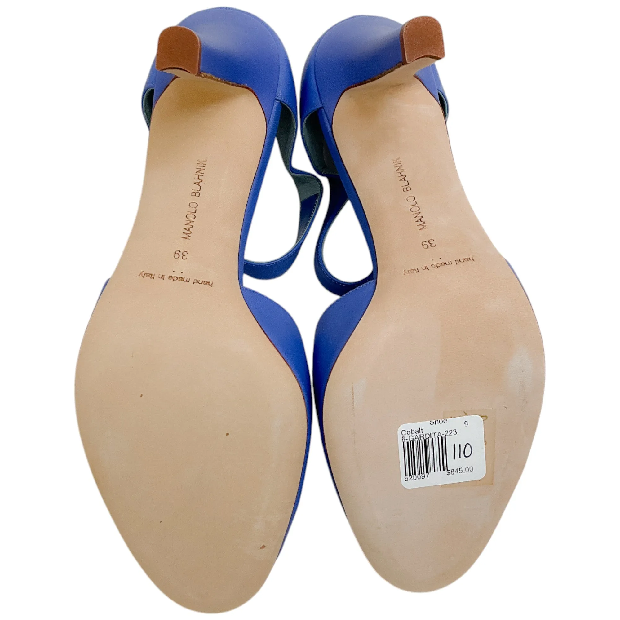 Manolo Blahnik Periwinkle Leather Gardita 105 Sandals