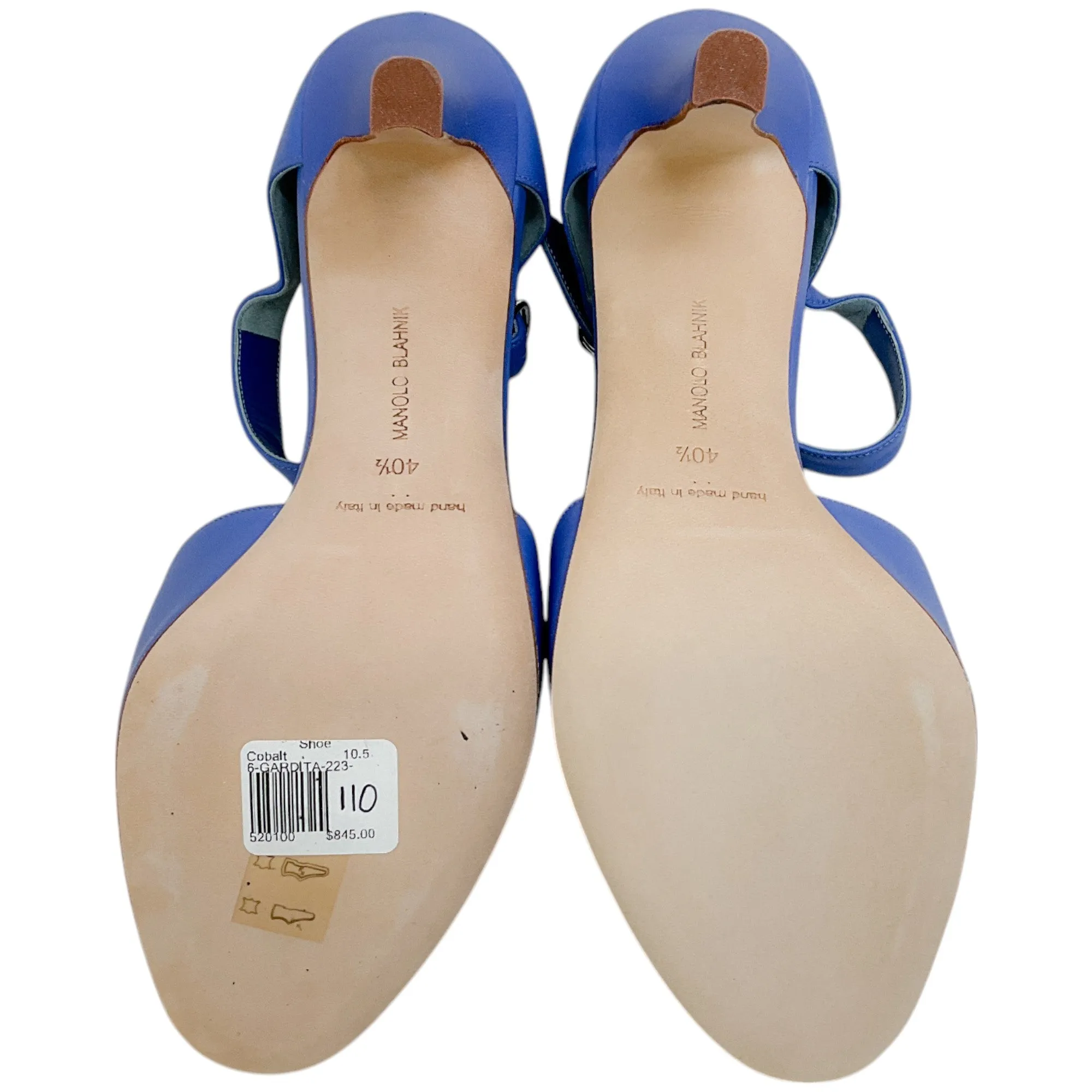 Manolo Blahnik Periwinkle Leather Gardita 105 Sandals