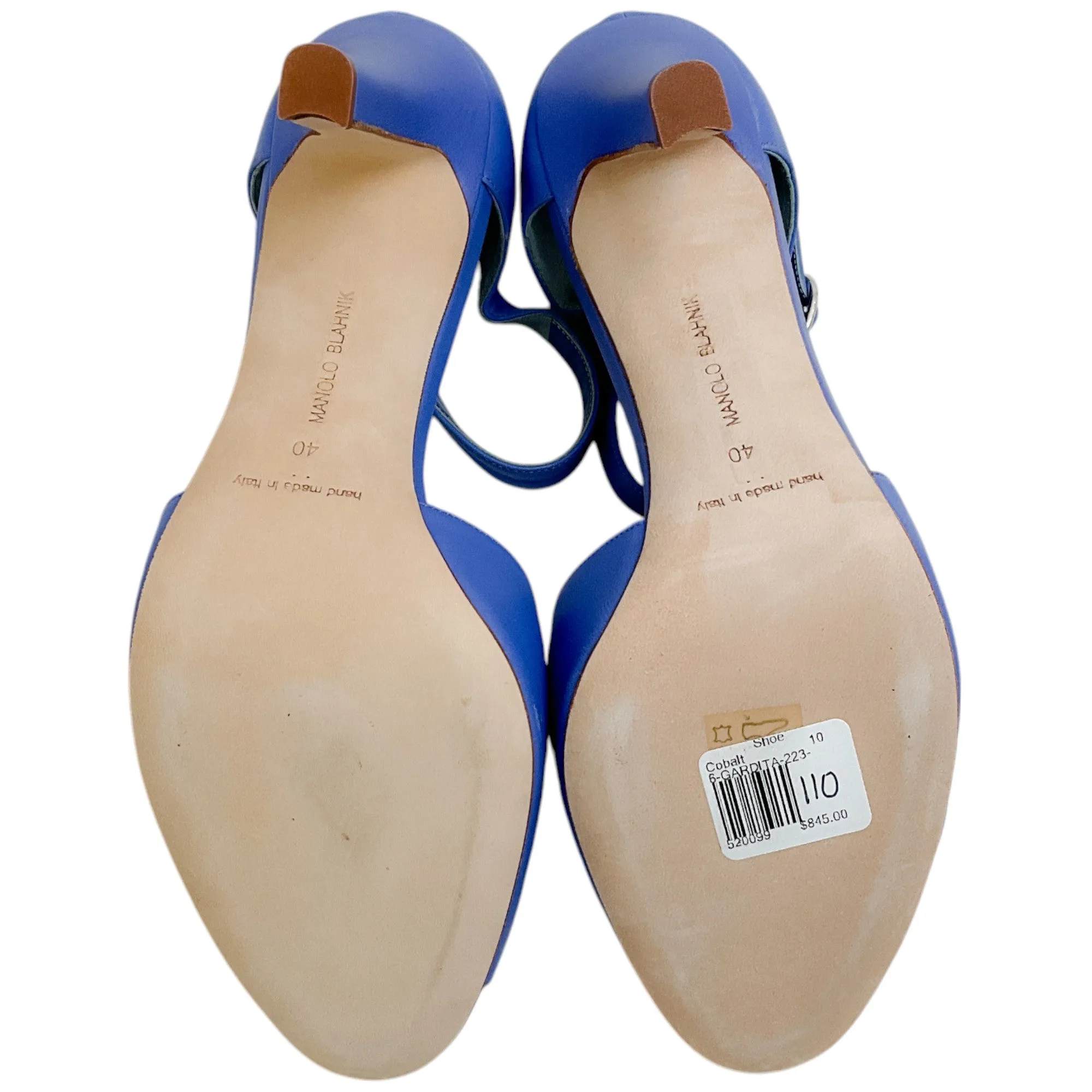 Manolo Blahnik Periwinkle Leather Gardita 105 Sandals