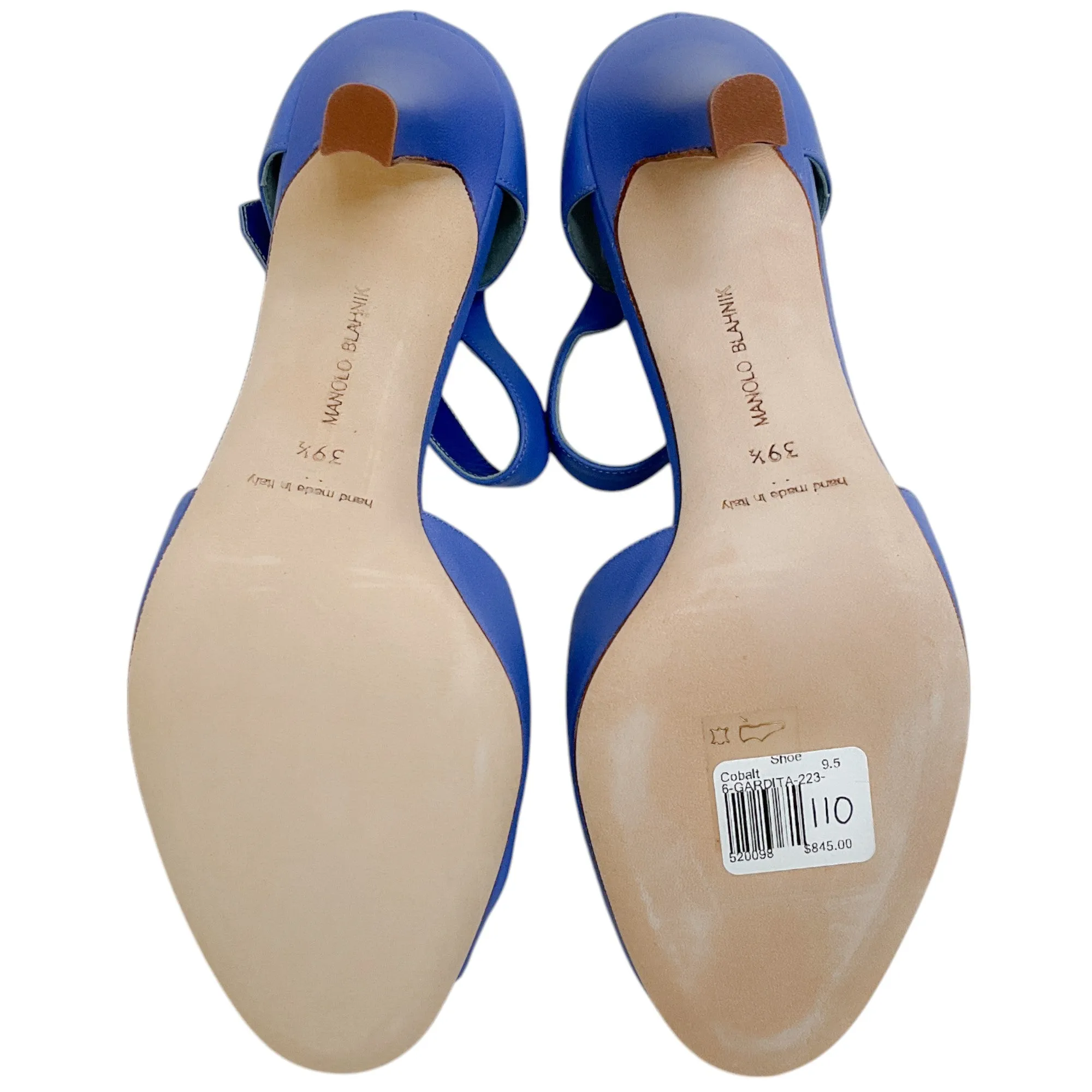 Manolo Blahnik Periwinkle Leather Gardita 105 Sandals