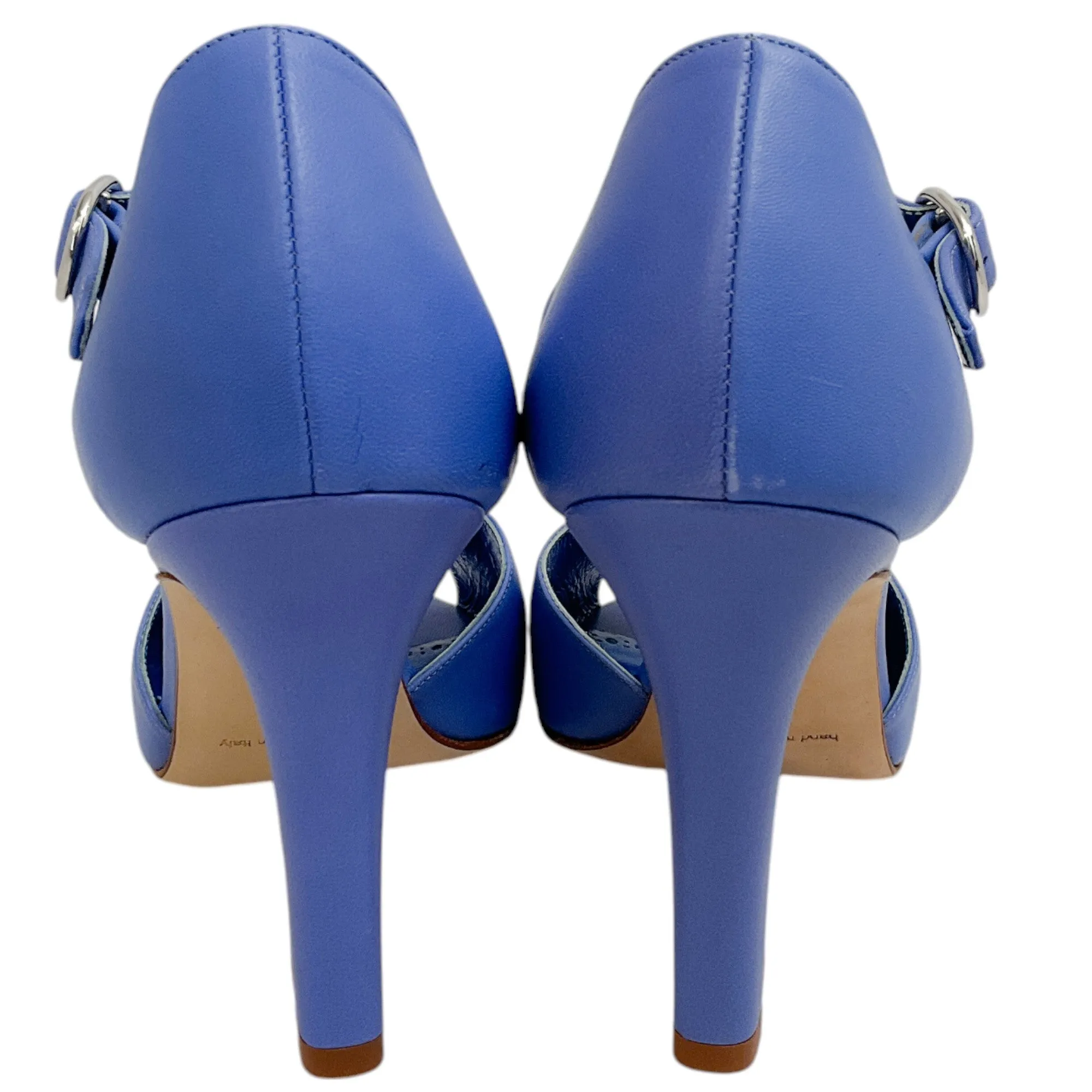 Manolo Blahnik Periwinkle Leather Gardita 105 Sandals
