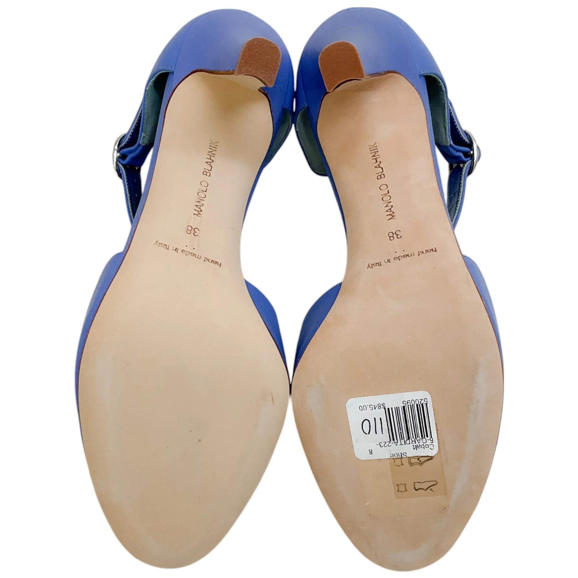 Manolo Blahnik Periwinkle Leather Gardita 105 Sandals