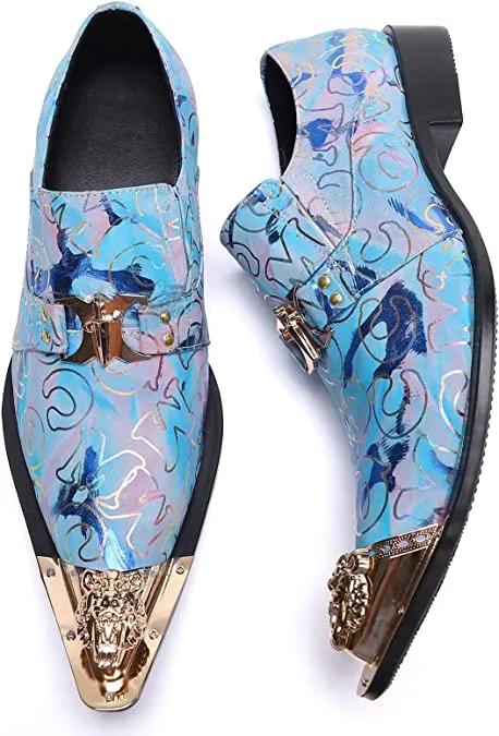 Men's Floral Graphic Print Western Loafers