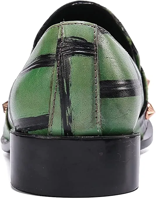 Men's Painted Western Loafers Beaded