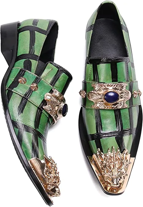 Men's Painted Western Loafers Beaded