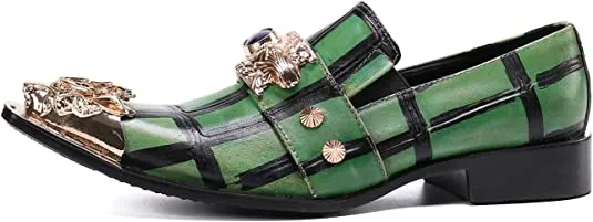 Men's Painted Western Loafers Beaded