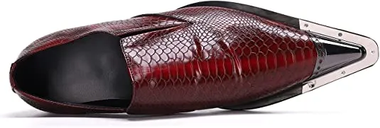 Men's Western Dress Loafers Snake Print