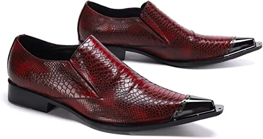 Men's Western Dress Loafers Snake Print
