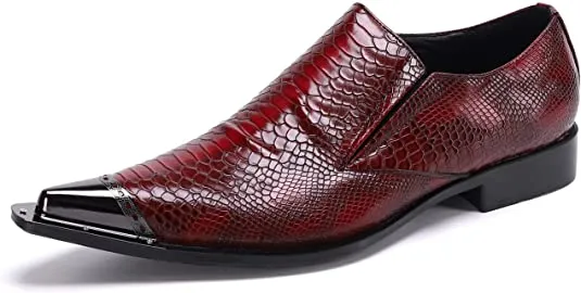 Men's Western Dress Loafers Snake Print