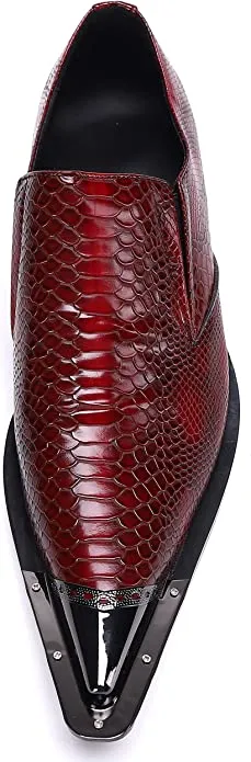 Men's Western Dress Loafers Snake Print