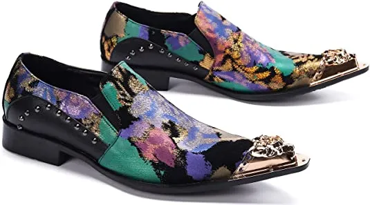 Men's Western Loafers Rivet Metal Cap Toe