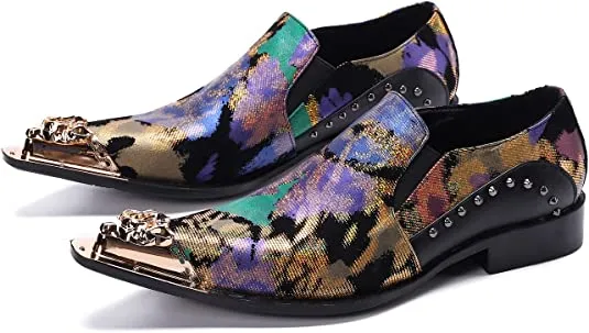 Men's Western Loafers Rivet Metal Cap Toe