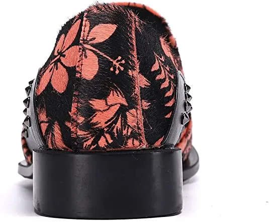 Men's Western Loafers Suede Floral Print