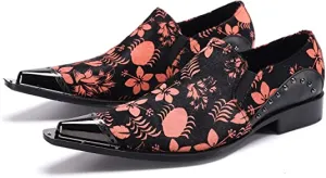 Men's Western Loafers Suede Floral Print