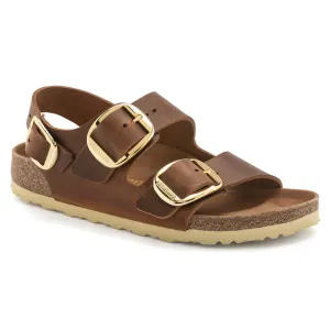Milano Big Buckle - Cognac Oiled Leather||Milano grosses boucles - Cuir huilé cognac