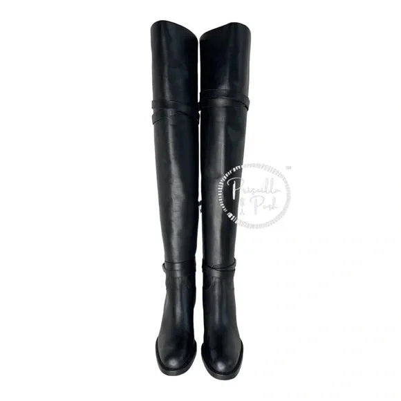 NEW Christian Louboutin Black Leather Karialta Over the Knee Boots Thigh High 36