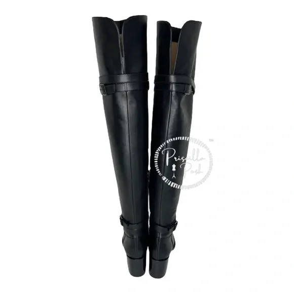 NEW Christian Louboutin Black Leather Karialta Over the Knee Boots Thigh High 36