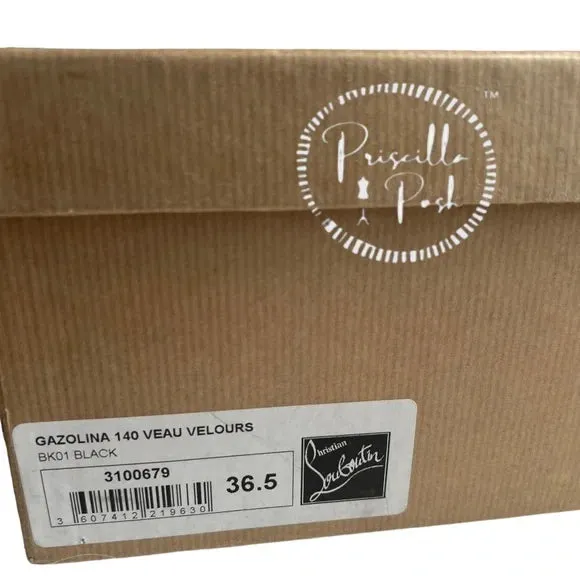 NEW Christian Louboutin Black Suede Gazolina Suede Over The Knee Boots 36.5