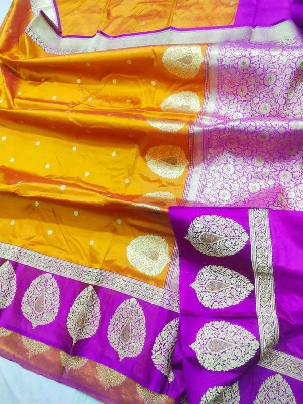 New Exclusive Pure Banarasi Handloom Khaddi Katan Silk Border Saree