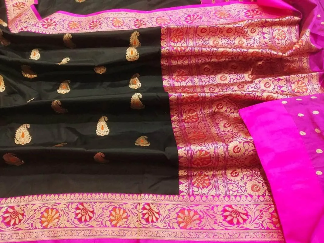 New Exclusive Pure Banarasi Handloom Khaddi Katan Silk Border Saree