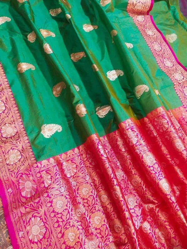 New Exclusive Pure Banarasi Handloom Khaddi Katan Silk Border Saree