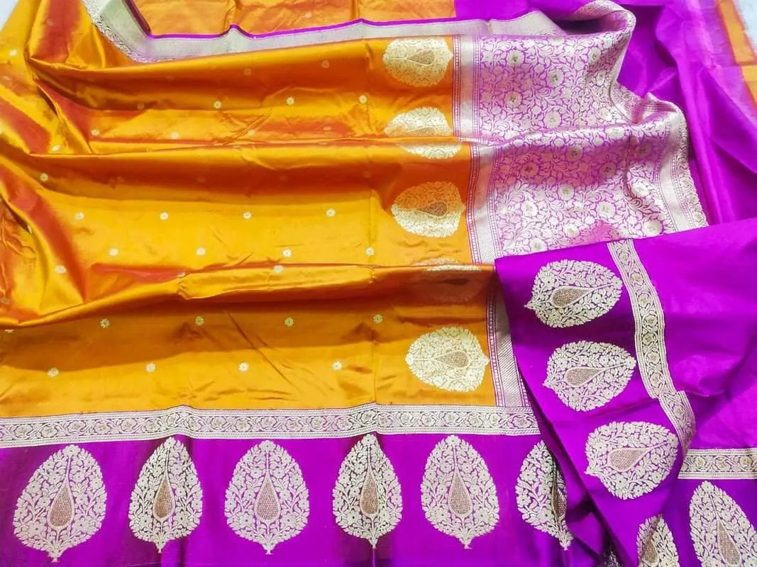 New Exclusive Pure Banarasi Handloom Khaddi Katan Silk Border Saree
