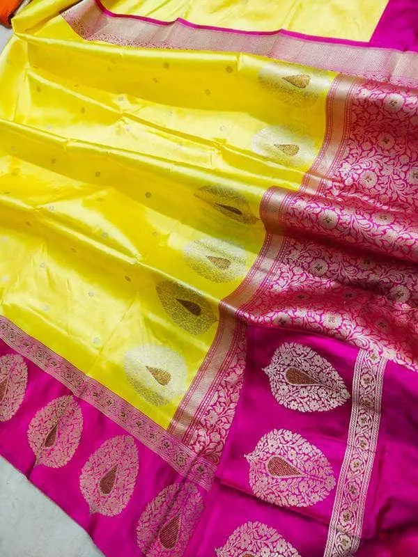 New Exclusive Pure Banarasi Handloom Khaddi Katan Silk Border Saree
