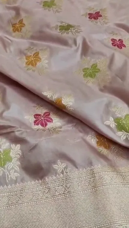 New Exclusive Pure Banarasi Handloom Meenakari Work Katan Silk Saree