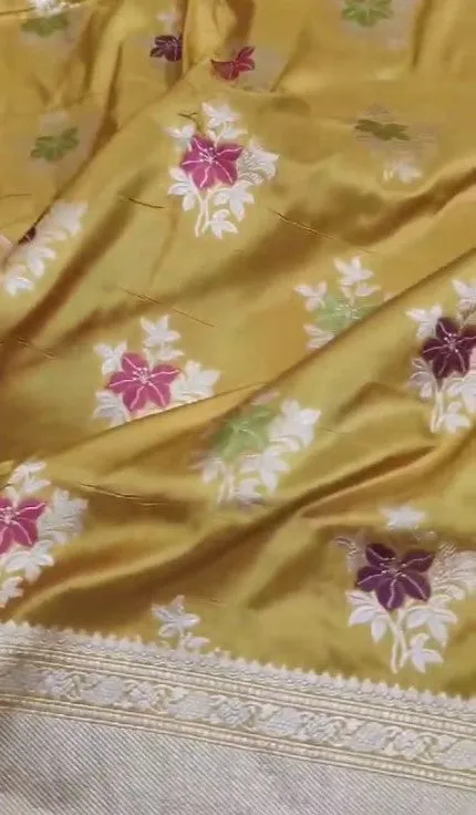 New Exclusive Pure Banarasi Handloom Meenakari Work Katan Silk Saree