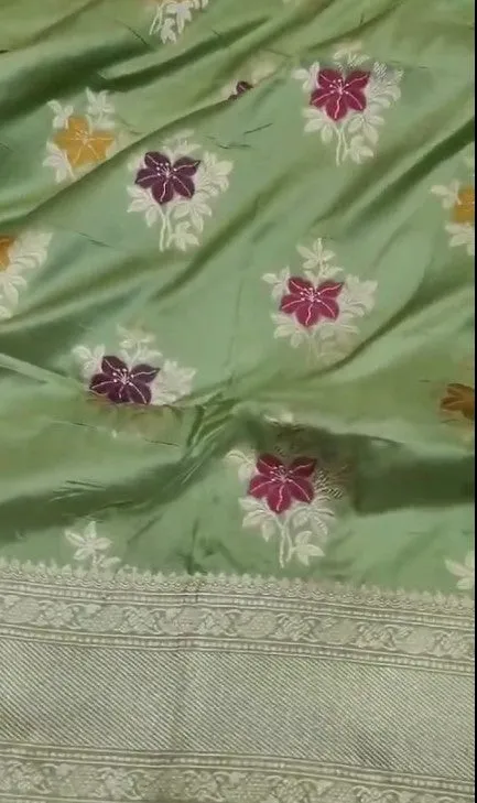 New Exclusive Pure Banarasi Handloom Meenakari Work Katan Silk Saree