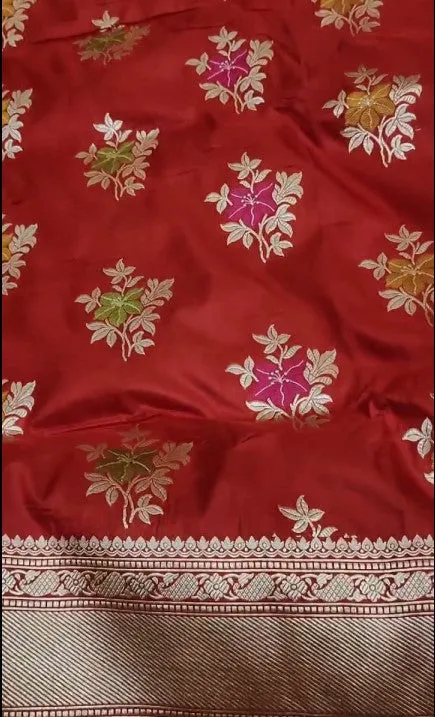 New Exclusive Pure Banarasi Handloom Meenakari Work Katan Silk Saree