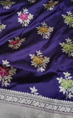 New Exclusive Pure Banarasi Handloom Meenakari Work Katan Silk Saree