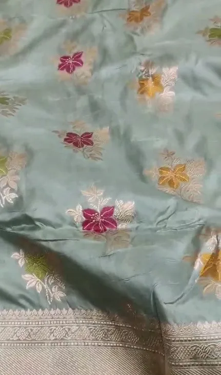 New Exclusive Pure Banarasi Handloom Meenakari Work Katan Silk Saree