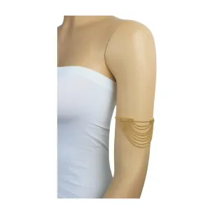 New Women Gold Plated Metal Chain Upper Arm Cuff Bracelet Chain Multi Wave Accessory