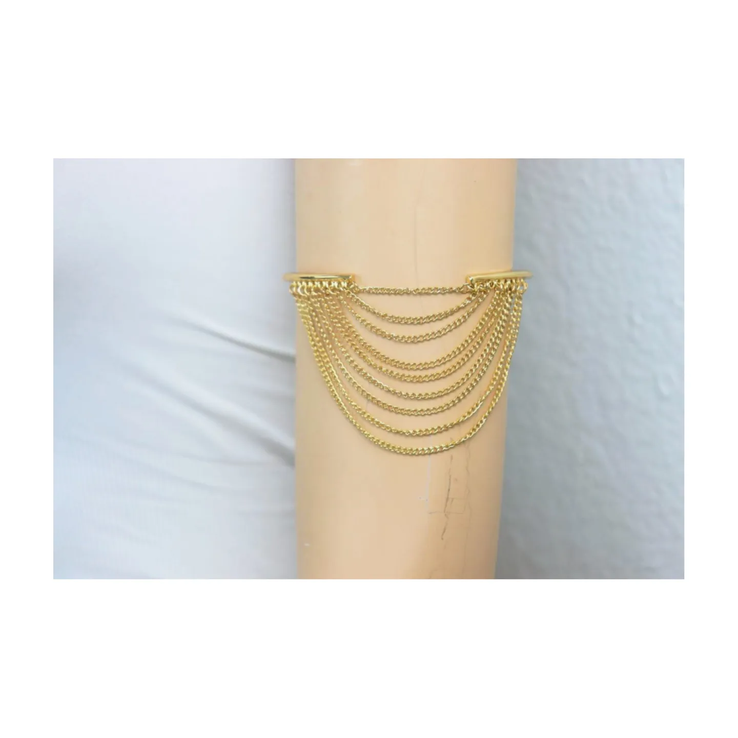 New Women Gold Plated Metal Chain Upper Arm Cuff Bracelet Chain Multi Wave Accessory