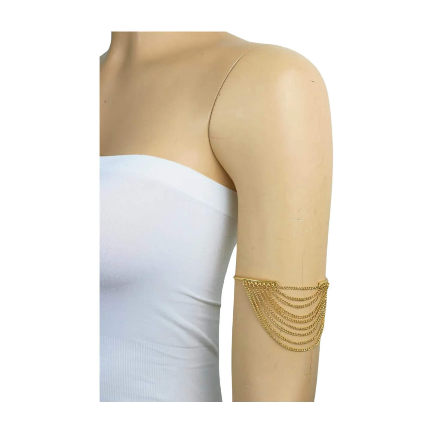 New Women Gold Plated Metal Chain Upper Arm Cuff Bracelet Chain Multi Wave Accessory