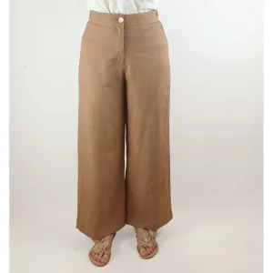 Nude Lucy tan 100% linen wide leg pants size S (best fits size 10)