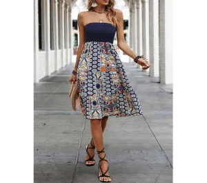 Off-Shoulder Geo Floral Dress